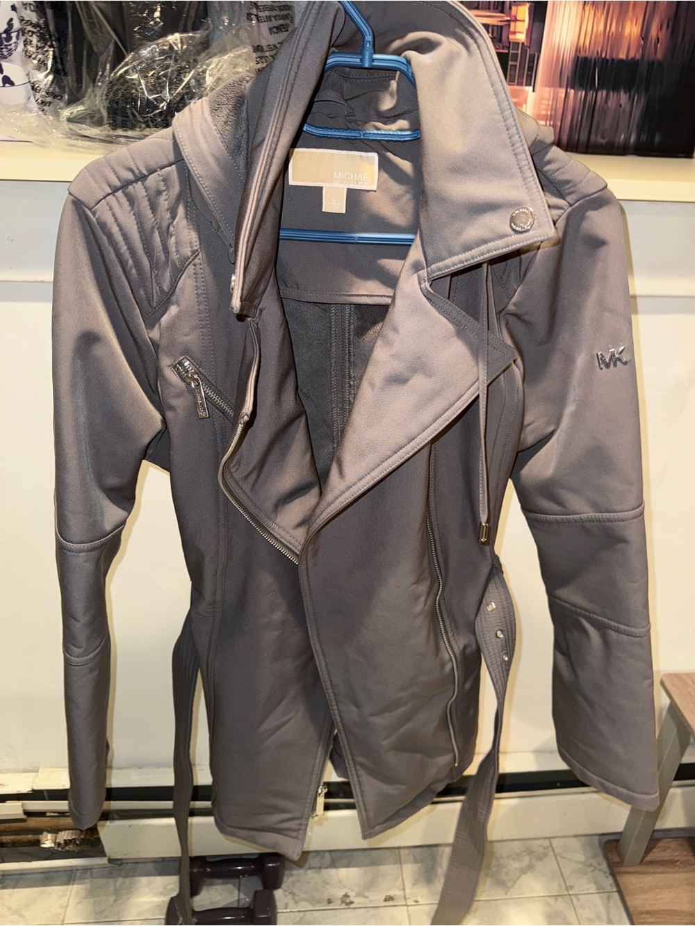 MICHAEL Michael Kors Gray Moto-Style Softshell Jacket